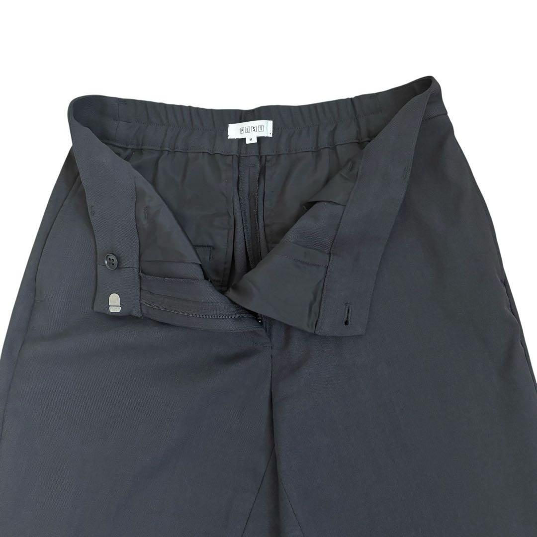 プラステ　パンツスーツ　上下　ノーカラージャケット　セットアップ　背抜き　麻混