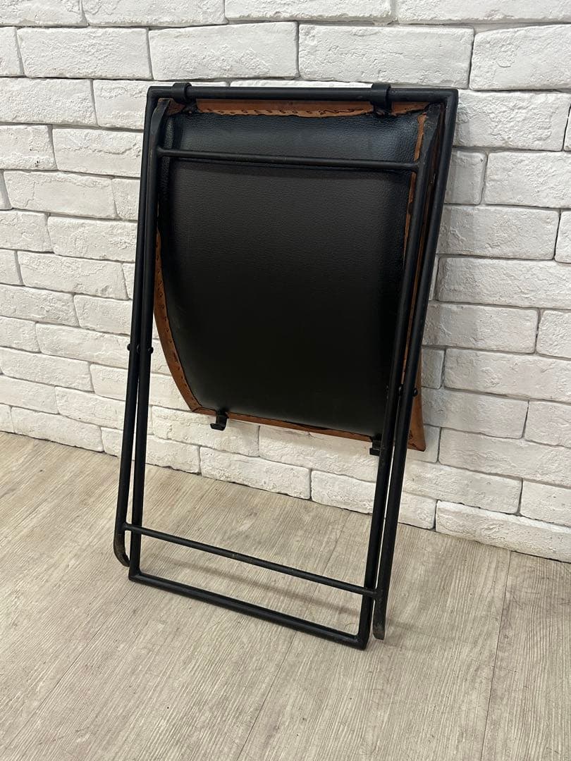 A ⭐️【全国送料無料】B-COMPANY レザー　アイアン　スツール　折りたたみ