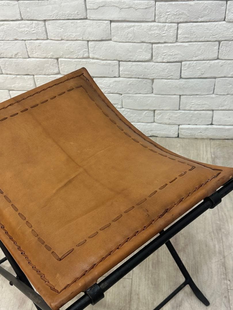 A ⭐️【全国送料無料】B-COMPANY レザー　アイアン　スツール　折りたたみ