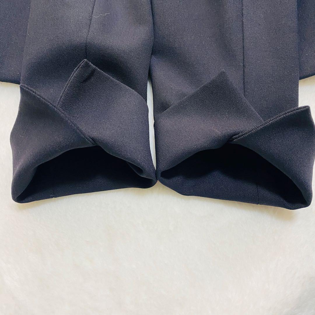 プラステ ノーカラージャケット パンツスーツ セットアップ ネイビー 上M下L