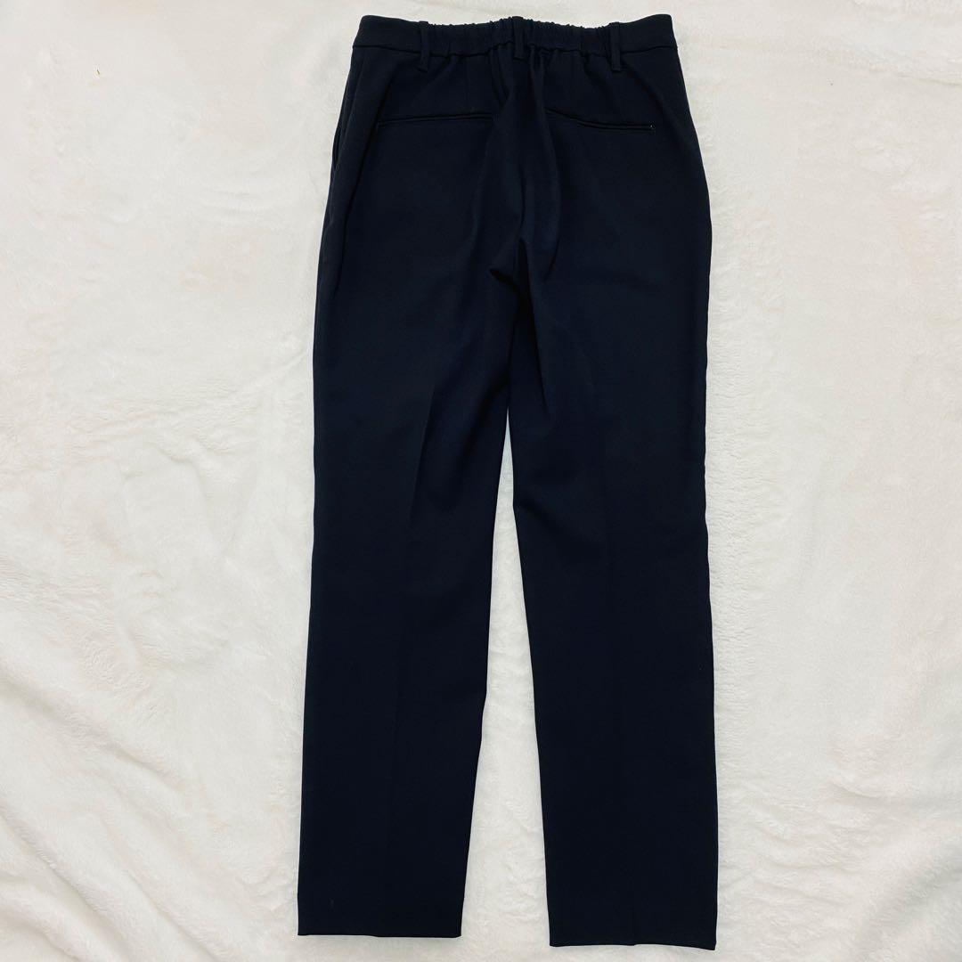 プラステ ノーカラージャケット パンツスーツ セットアップ ネイビー 上M下L