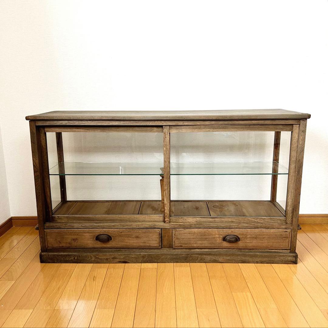 ガラス棚　（古家具・ビンテージ家具）