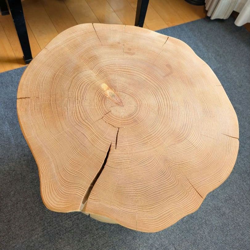 天然ヒバ　大型　切り株　丸太　椅子　スツール　テーブル　高さ約41.5cm