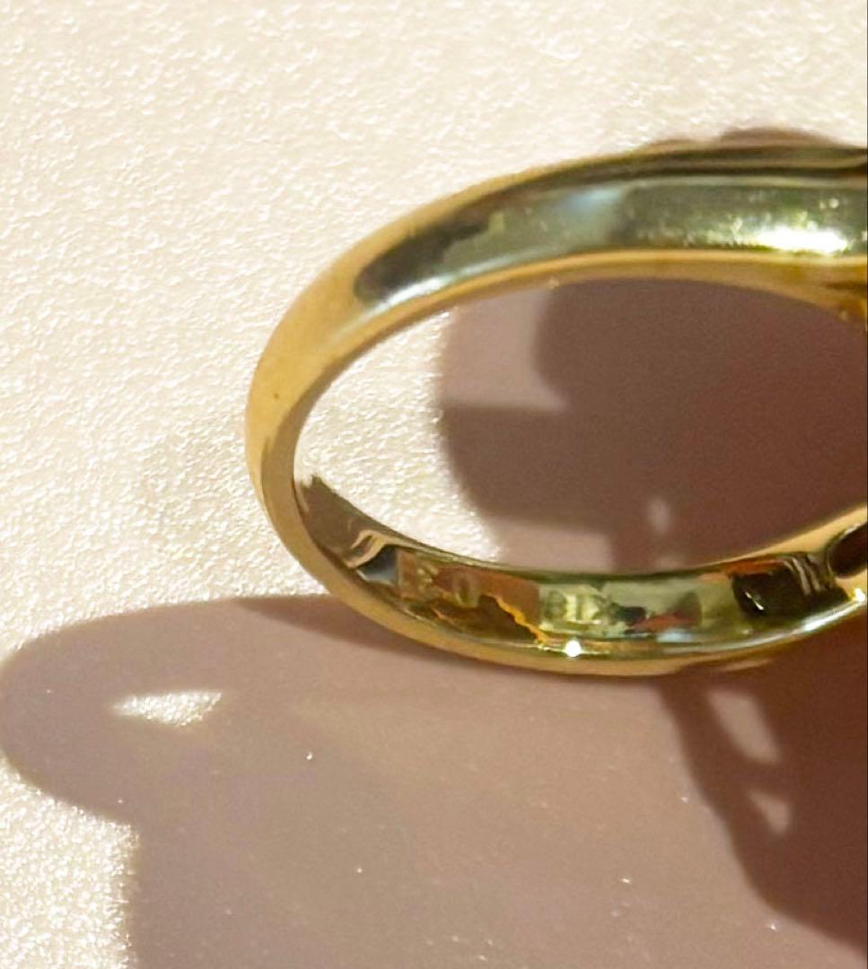 う*ん様 再販売　専用中国メノウ石　赤色花形デザインリング 18k刻印　0.31