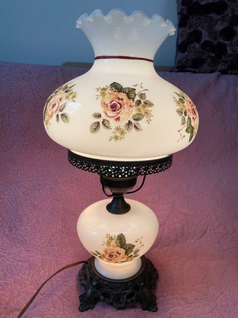 アンティーク手描きガラスランプ