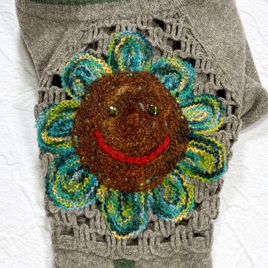 ✨美品✨アルベロベロ　ニット　かぎ針編み　ぶたさん　ビーズ　変形　アシンメトリー