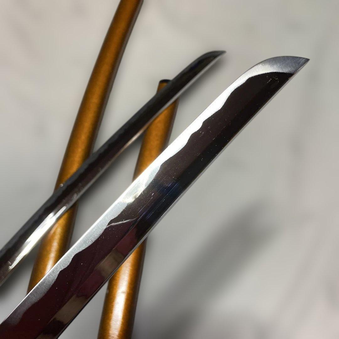 模造刀大小2本セット 金茶柄 雲龍楕円鍔 梨地呂鞘