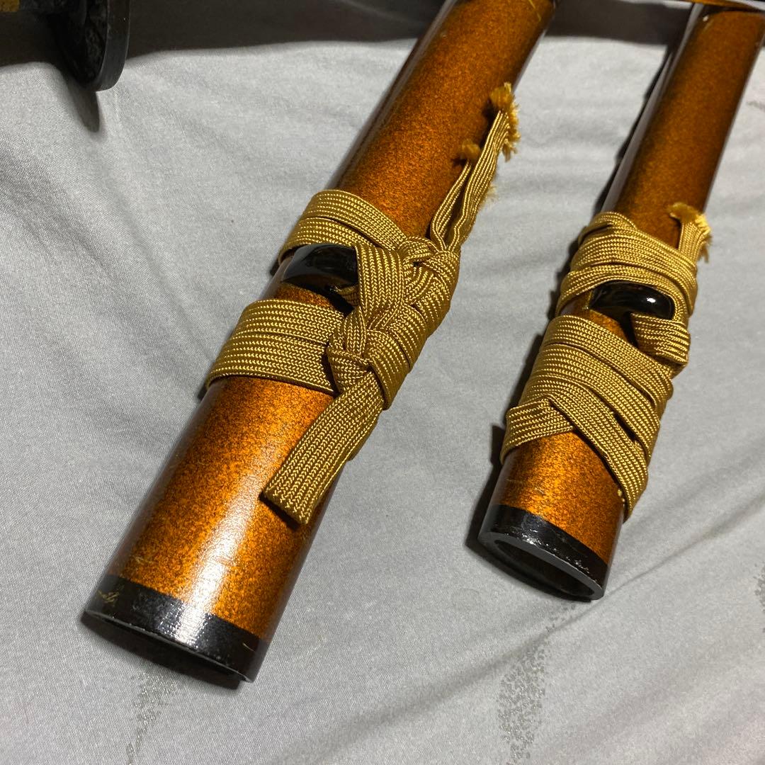 模造刀大小2本セット 金茶柄 雲龍楕円鍔 梨地呂鞘