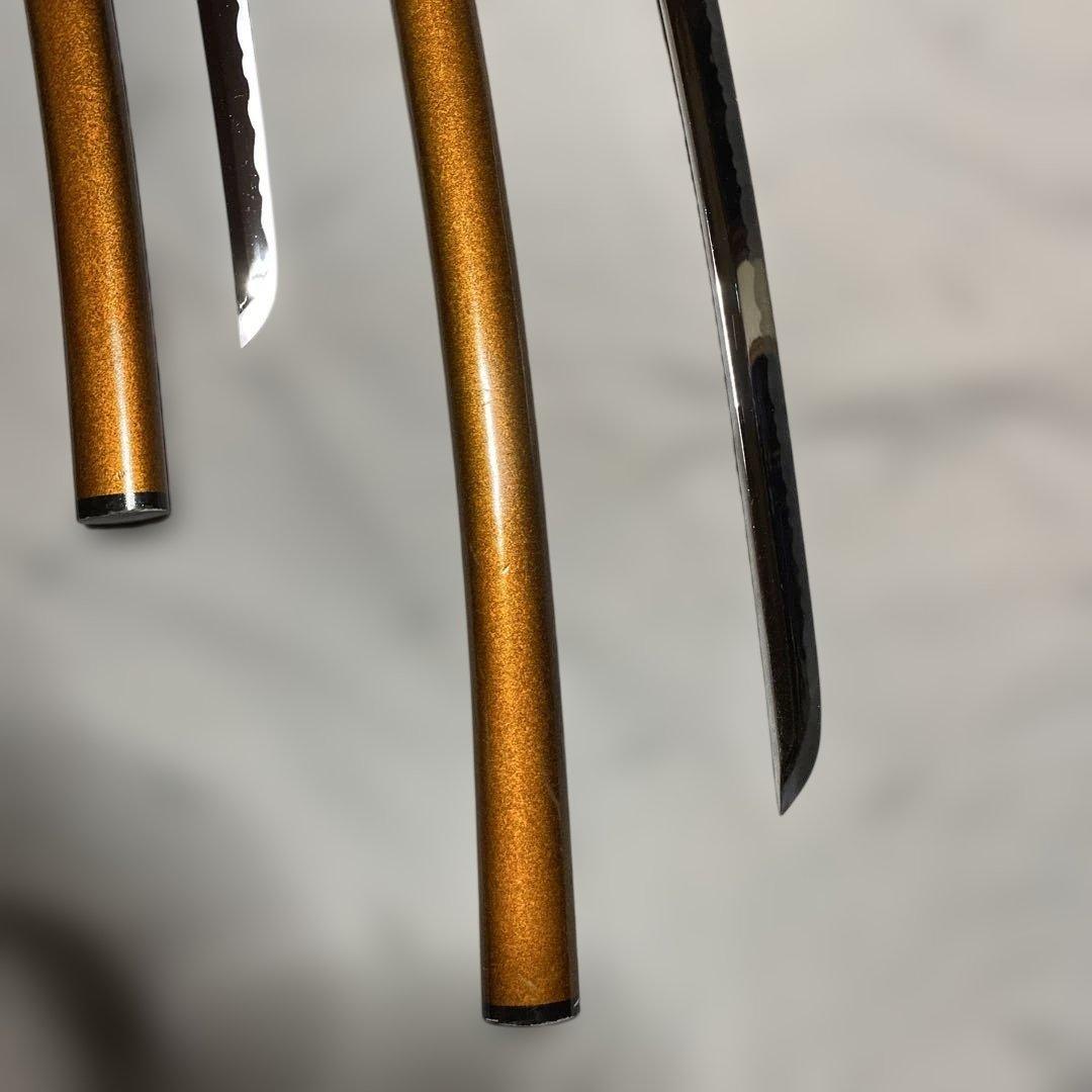 模造刀大小2本セット 金茶柄 雲龍楕円鍔 梨地呂鞘