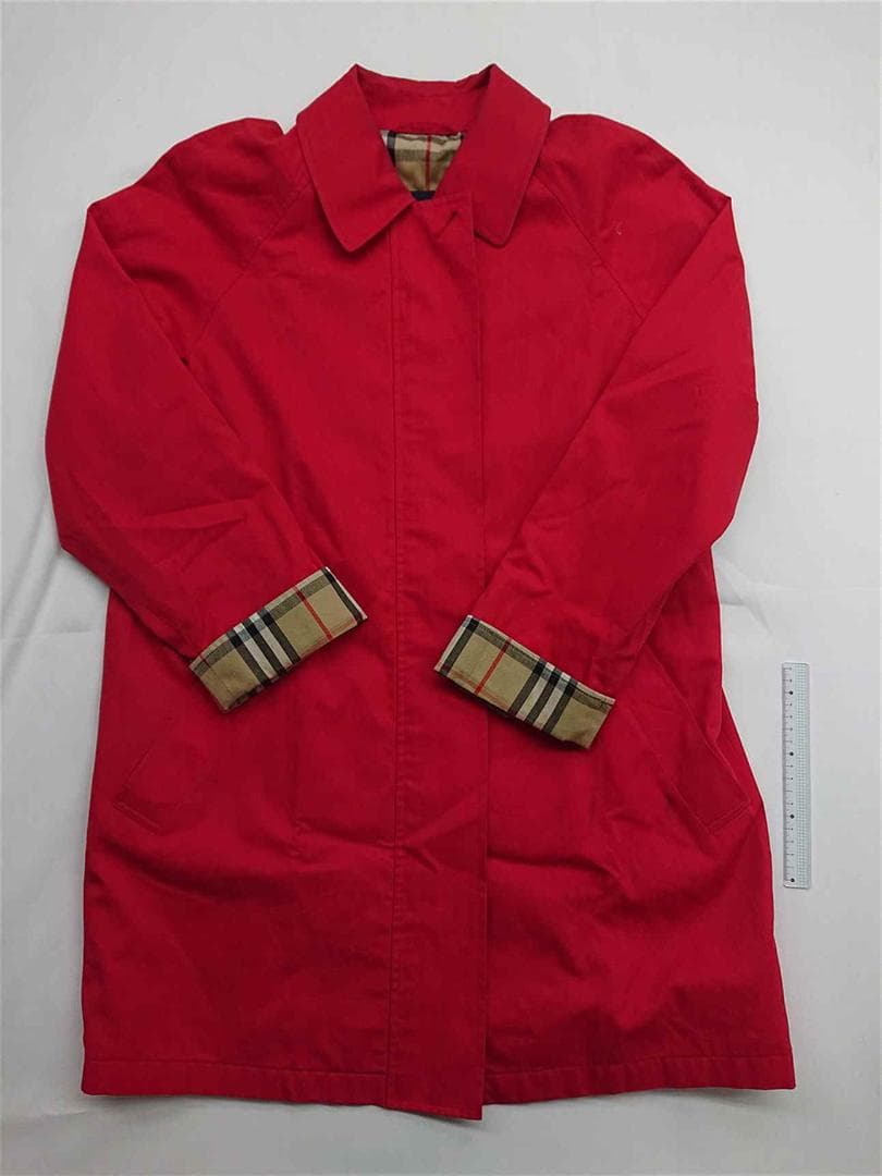 ■バーバリー London トレンチコート レッド系 チェック裏地 レディース