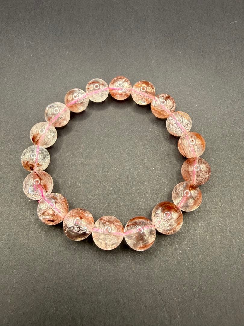 天然石 ピンクサゲニティッククォーツ ブレスレット （内周・16cm）⑤