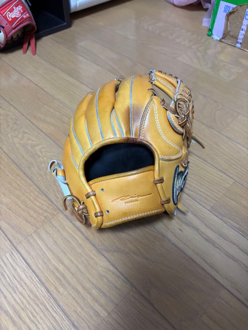 硬式野球グローブ オレンジ色 レザー