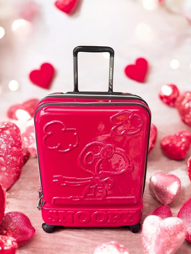 スヌーピー　キャリーケース　スーツケース　前面ポケット　Ｗファスナ　３６０度回転