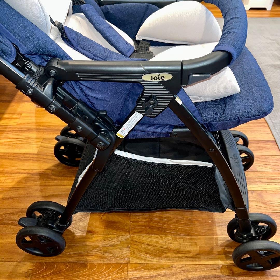 美品 Joie ベビーカー スマバギ エクリプス ネイビー フットマフ フック付