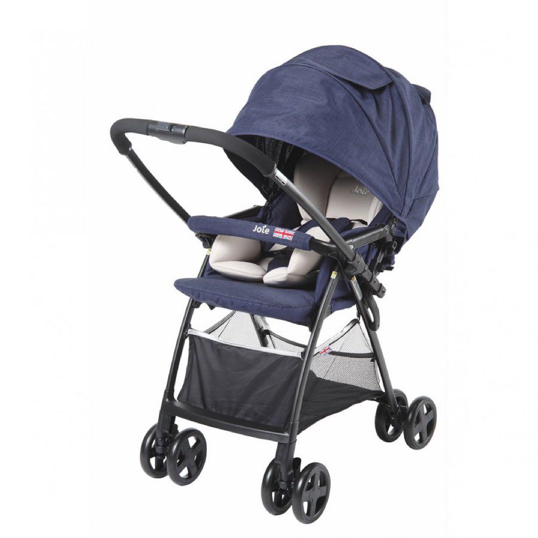 美品 Joie ベビーカー スマバギ エクリプス ネイビー フットマフ フック付