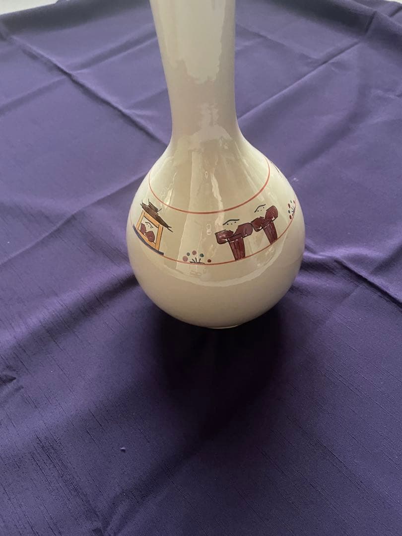 一輪挿し 陶器 奈良絵 木箱付き