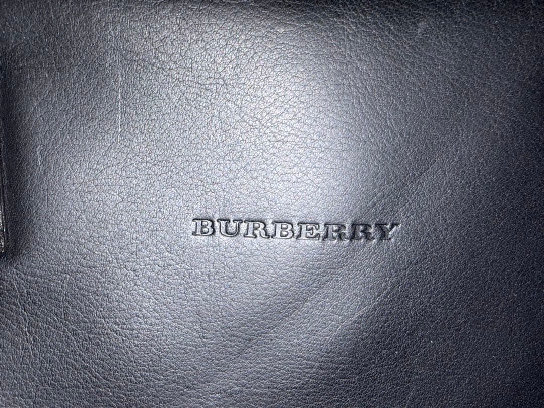 BURBERRYレザー黒トートバッグ内ノバチェック柄本革ブラックバーバリー