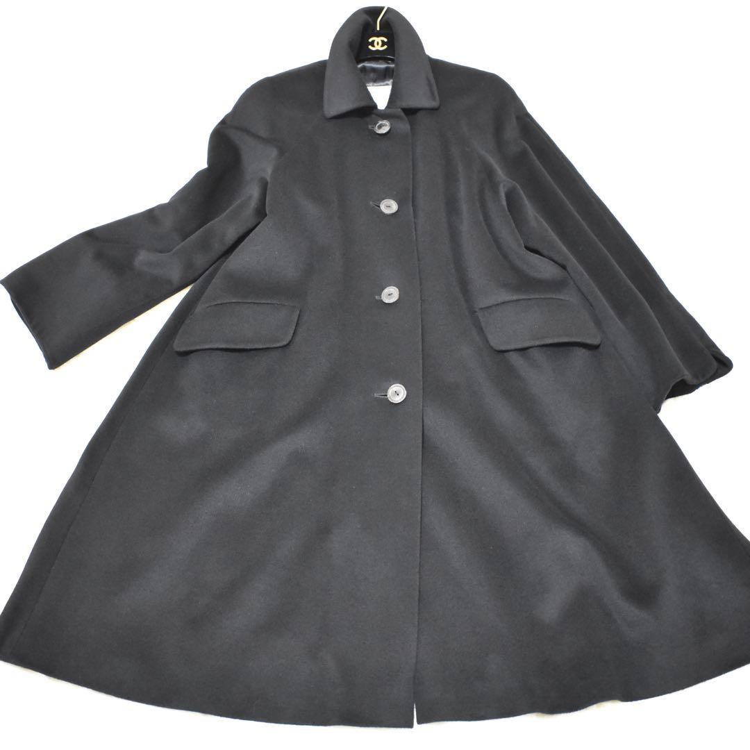 極美品✨Aquascutum ステンカラー ロングコート　Aライン　裏地ロゴ総柄