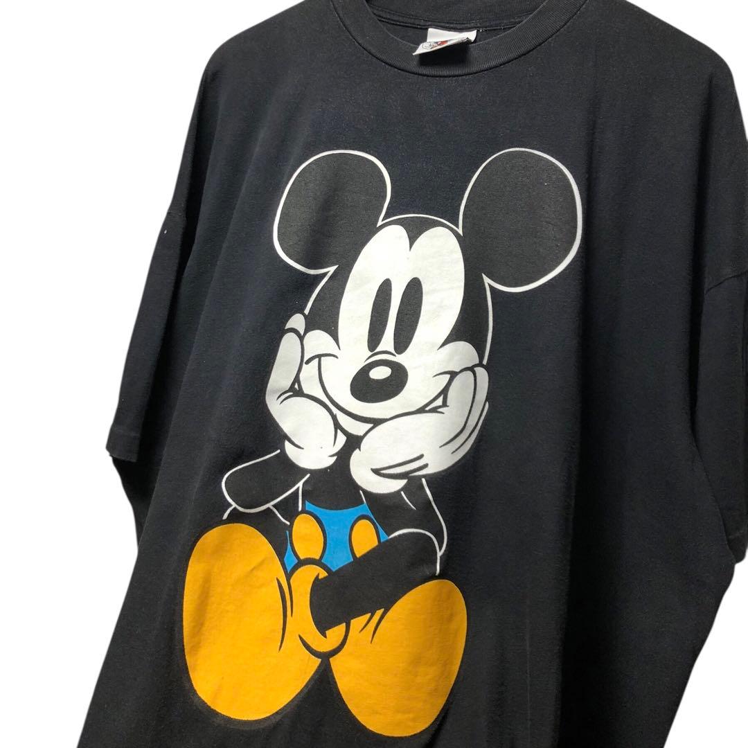 K*.様 90s お座りミッキー 青パン 両面 Tシャツ one size