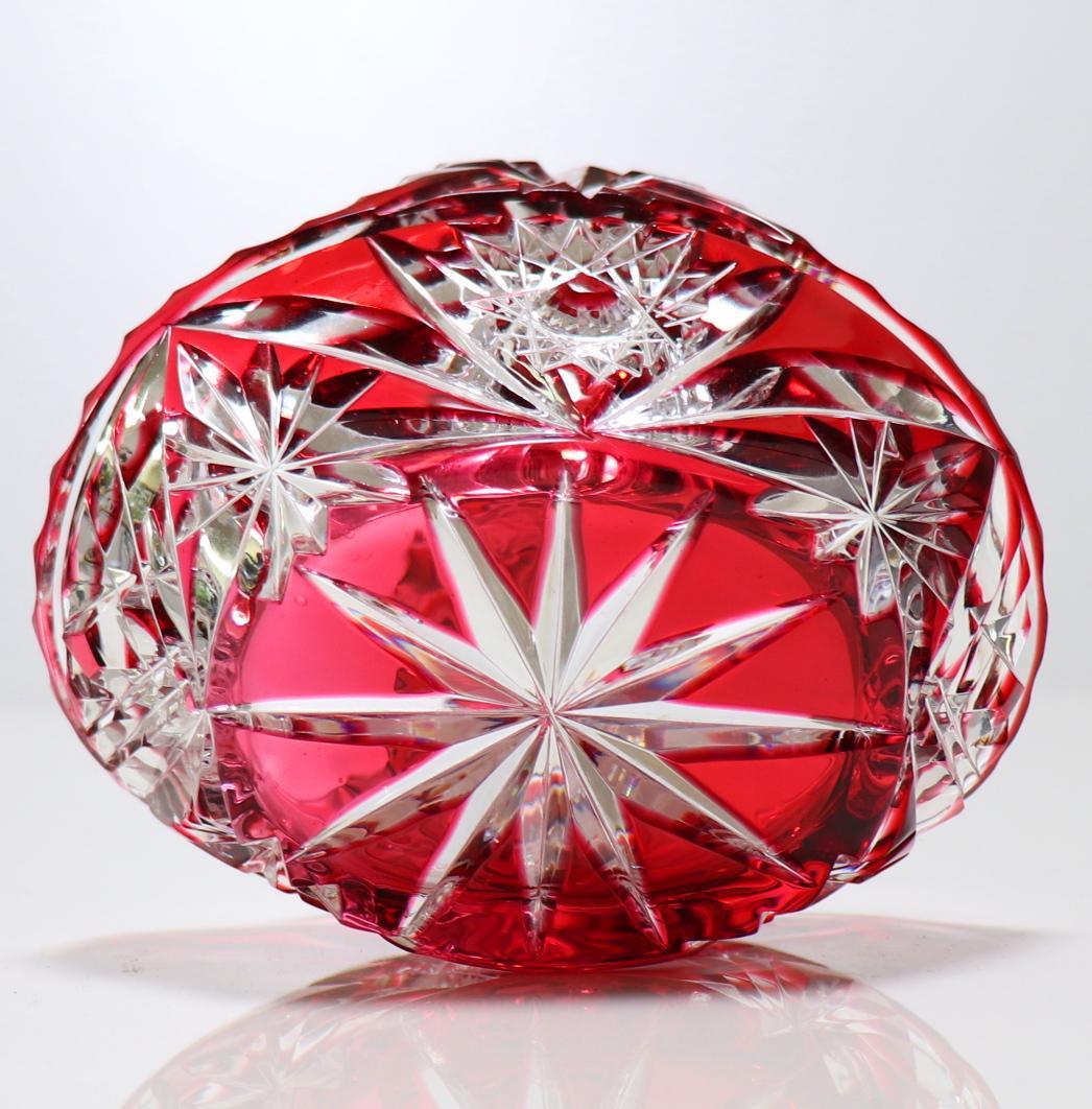 オールド・バカラ ディアマン・ピエーリー 赤色被せ装飾 バスケット アンティーク