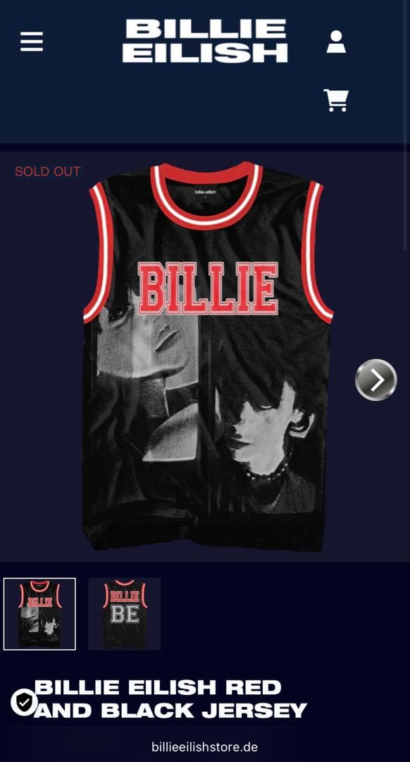 【。】Billie Eilish Red and Black Jersey