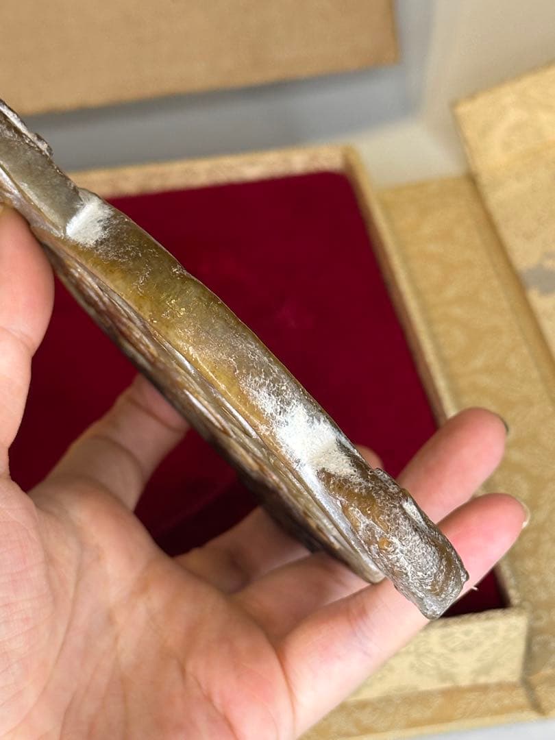 中国戦国時代　青玉　獣首渦文璧　古玉　装飾品　出土品