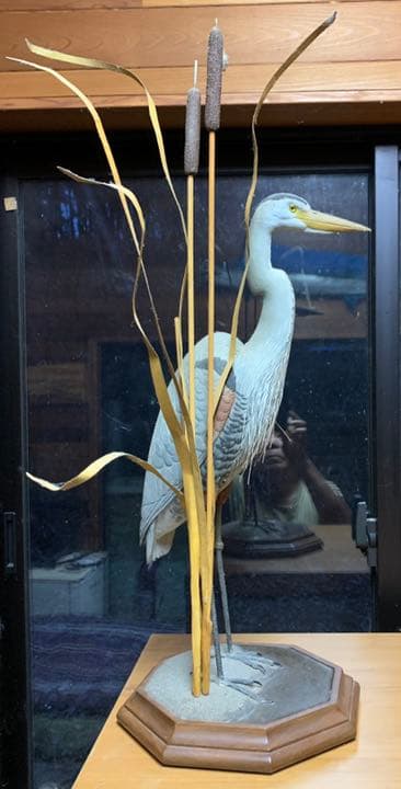青鷺の立像、美術工芸品（作者署名付き）