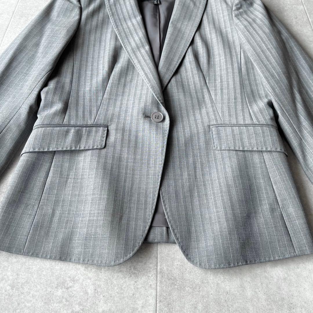 【美品】iCB complete ストライプ パンツスーツ セットアップ グレー