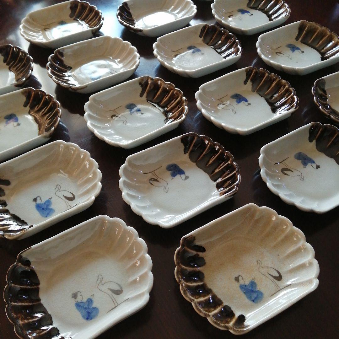 瀬戸焼　流釉皿　17客　15.5cm　大正〜昭和初期