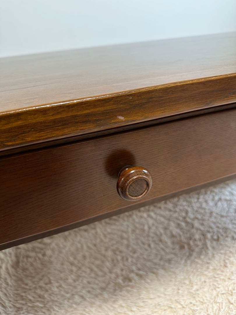 ダークブラウン木製センターテーブル 引き出し付き