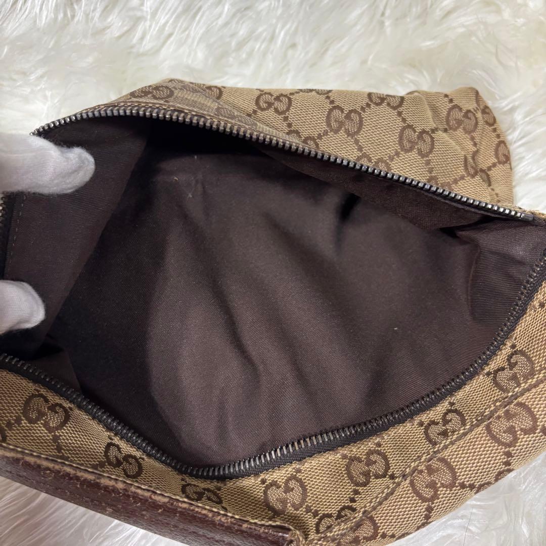 良品✨グッチ GGパターン ボディバッグ キャンバス レザー ブラウン