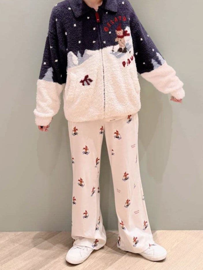 新品✨ジェラートピケ【HOLIDAY】スキーベアジャガードカーディガン ネイビー