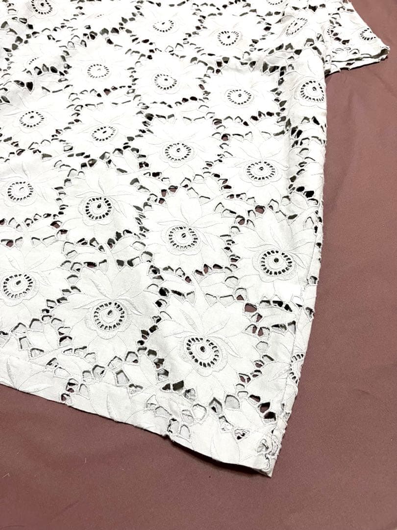 ミズイロインド　シャツ　カットワーク　ブラウス　刺繍　レース　チュニック　現行