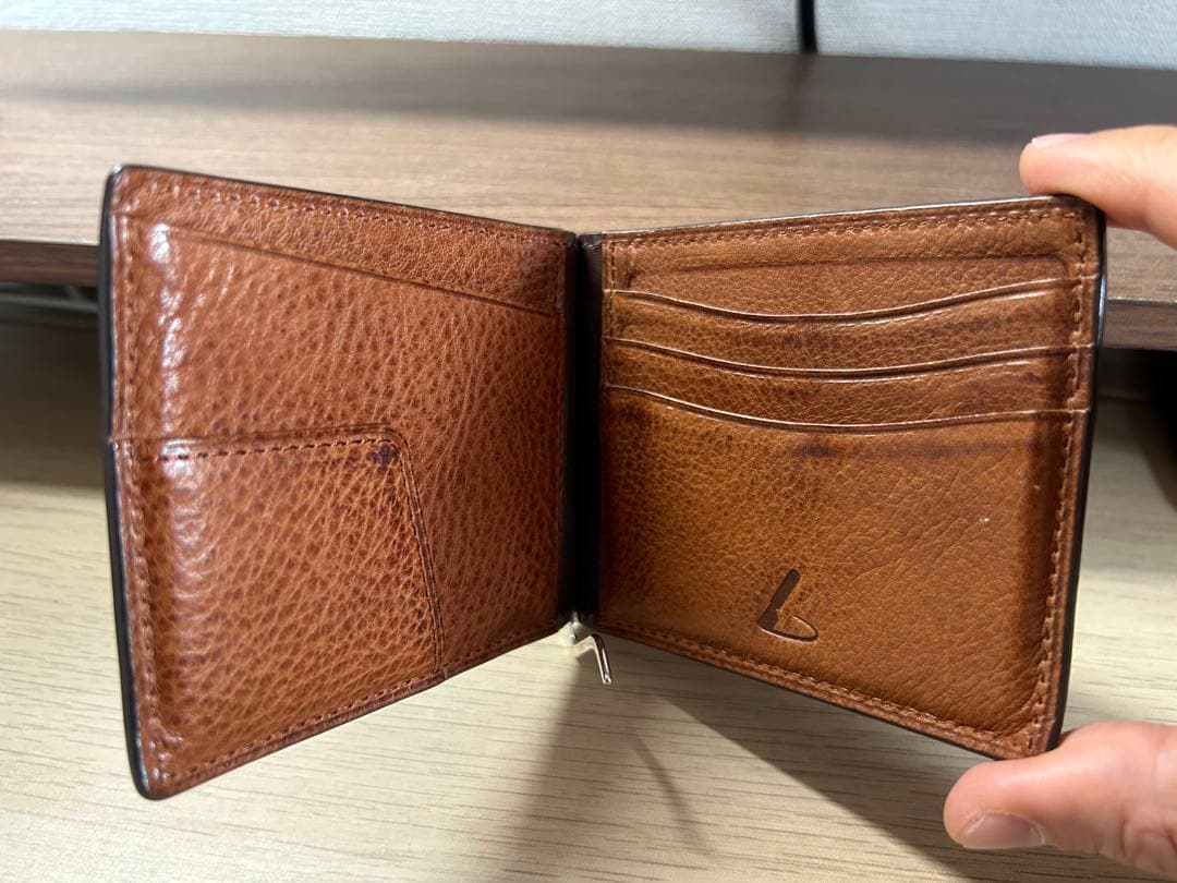 土屋鞄 マネークリップ 本革 ブラウン 札入れ 二つ折り財布