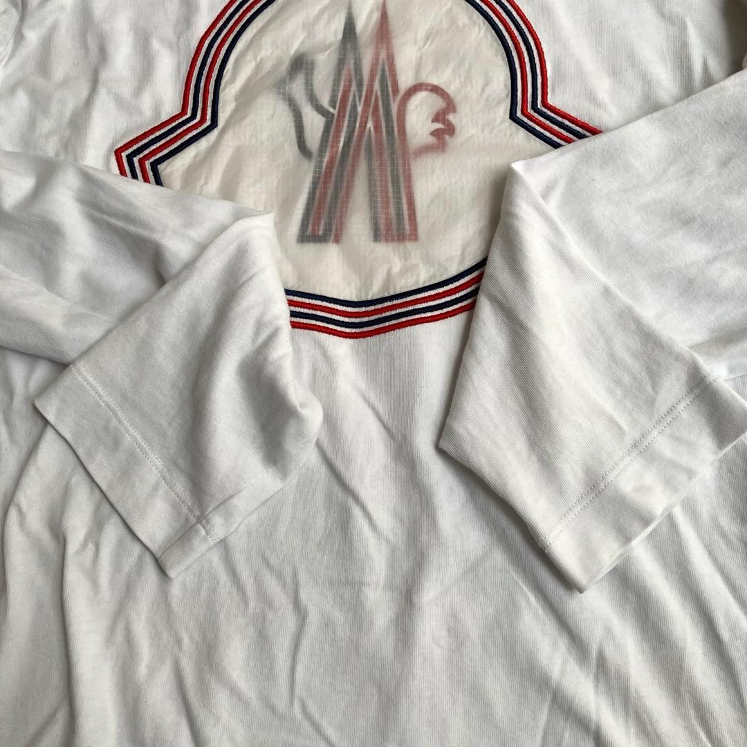 MONCLER BIG ロゴ ロンTシャツ ホワイト 長袖　綿100%
