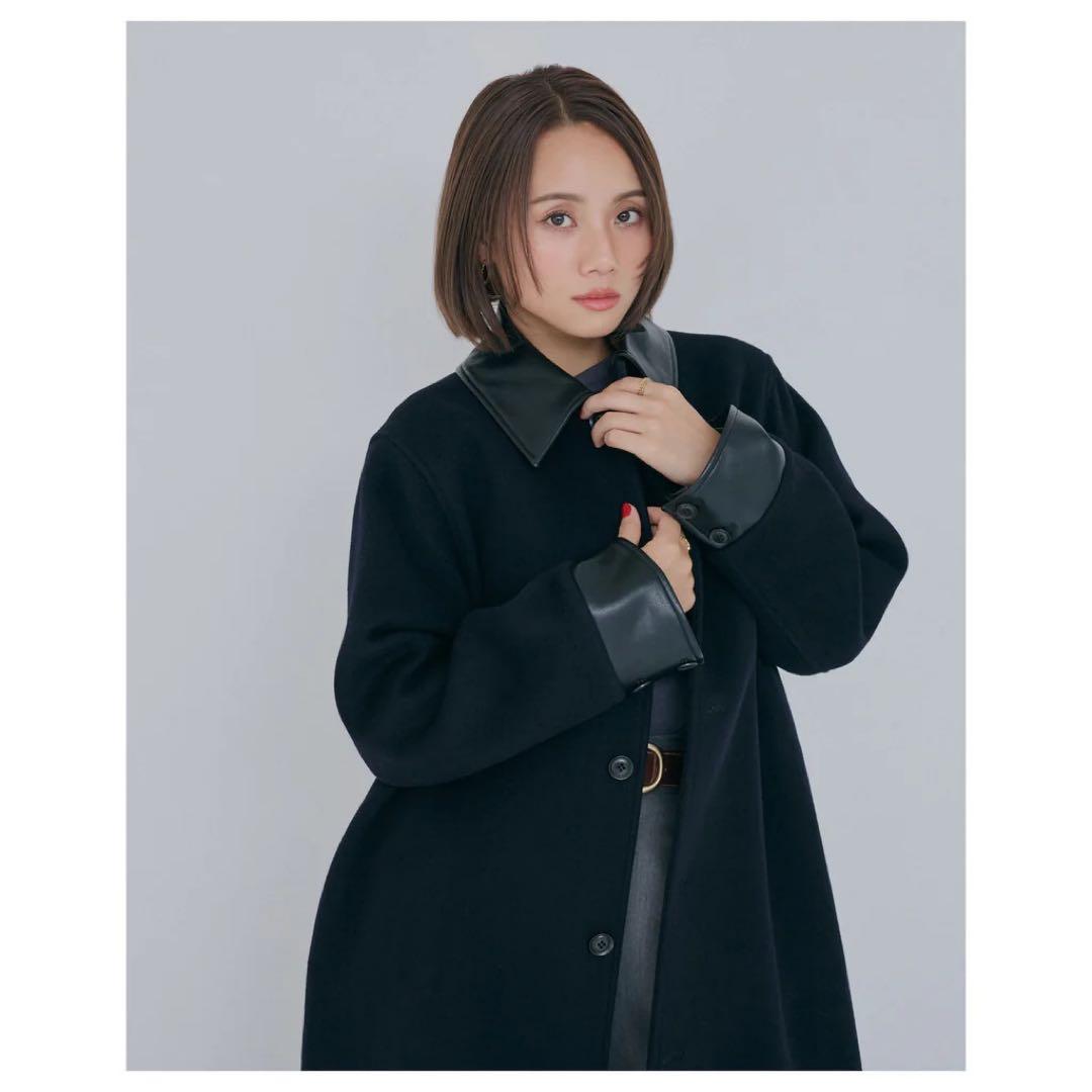 つ*ぇ様 Sea Room lynn レザーcollarウールコート　伊原葵コラ