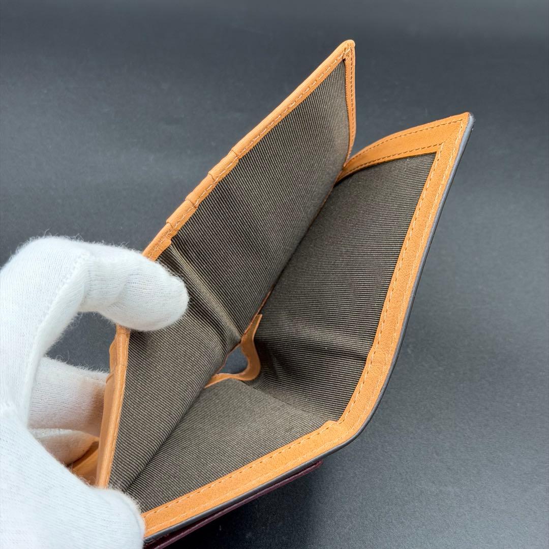 【未使用】ROCADO社製 ロカド シェルコードバン 二つ折り財布 ワインレッド