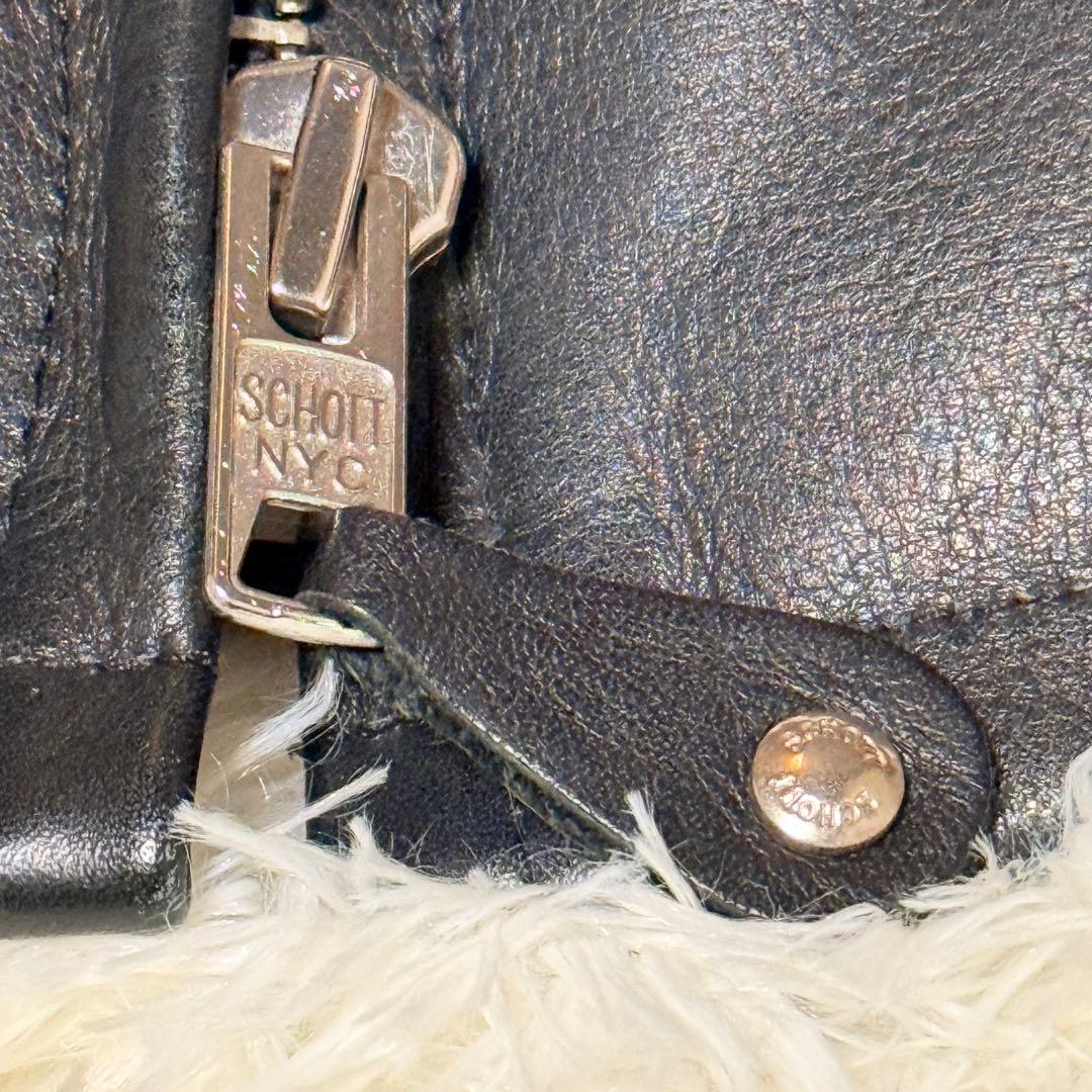 美品 Schott ショット7209 ブラック レザートラッカージャケット 32