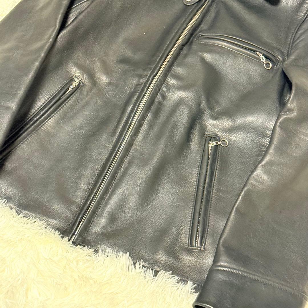 美品 Schott ショット7209 ブラック レザートラッカージャケット 32