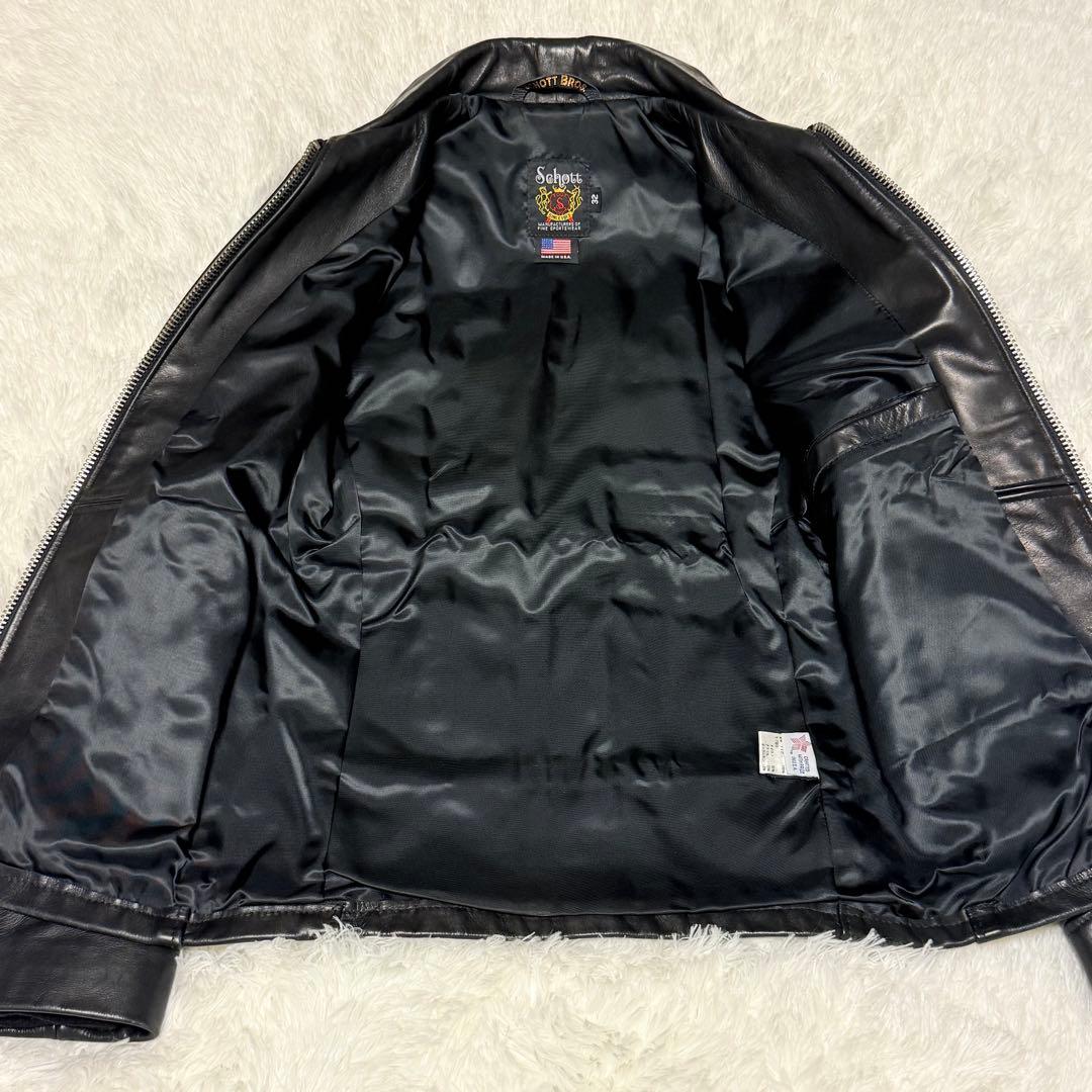 美品 Schott ショット7209 ブラック レザートラッカージャケット 32