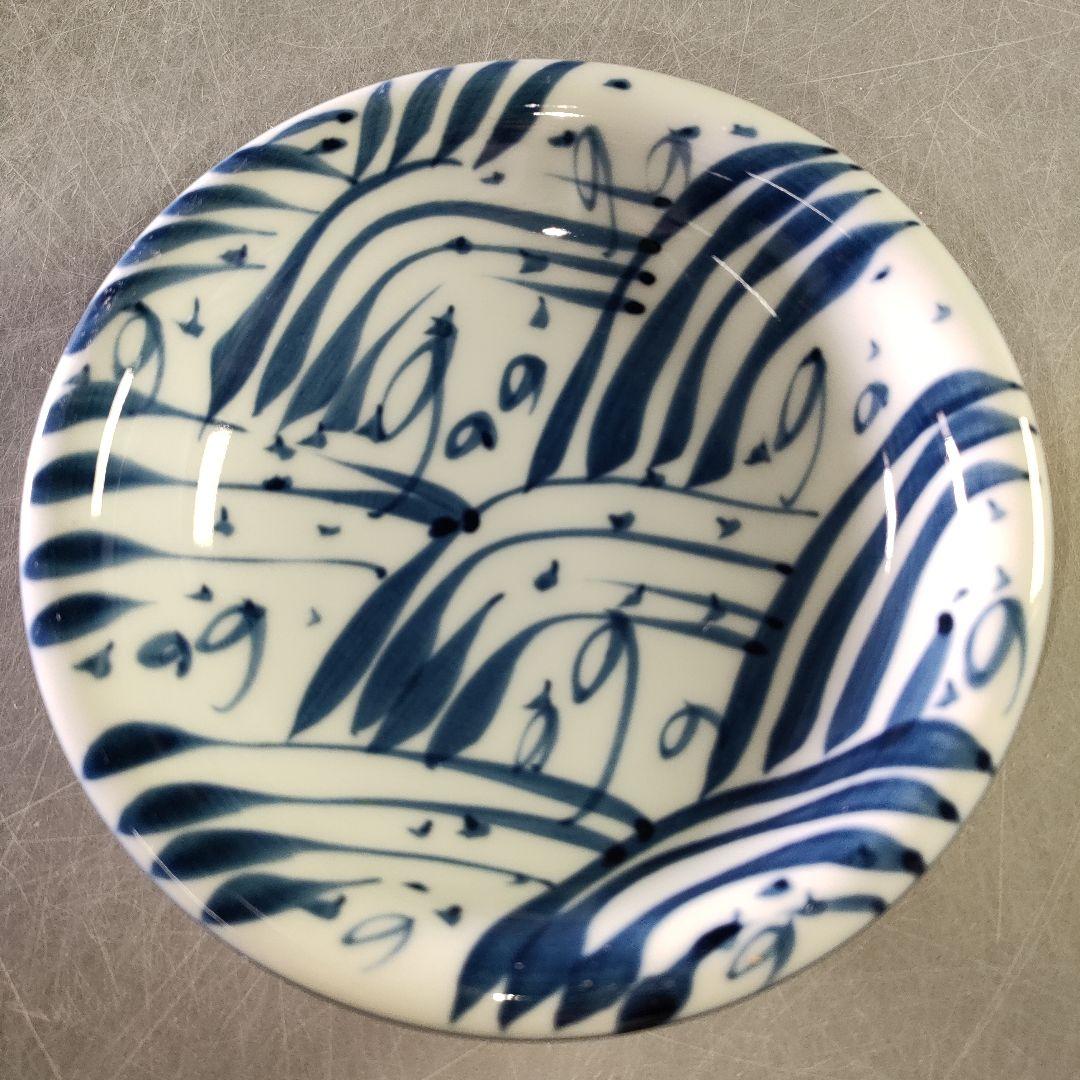 A1202-2/有田焼/源右衛門窯/染付四海波銘々皿5客/共箱/向付/懐石道具/