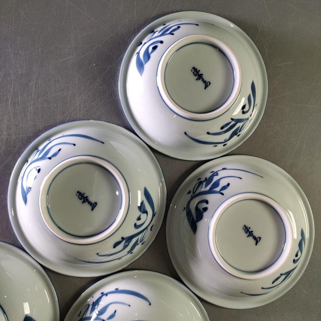 A1202-2/有田焼/源右衛門窯/染付四海波銘々皿5客/共箱/向付/懐石道具/
