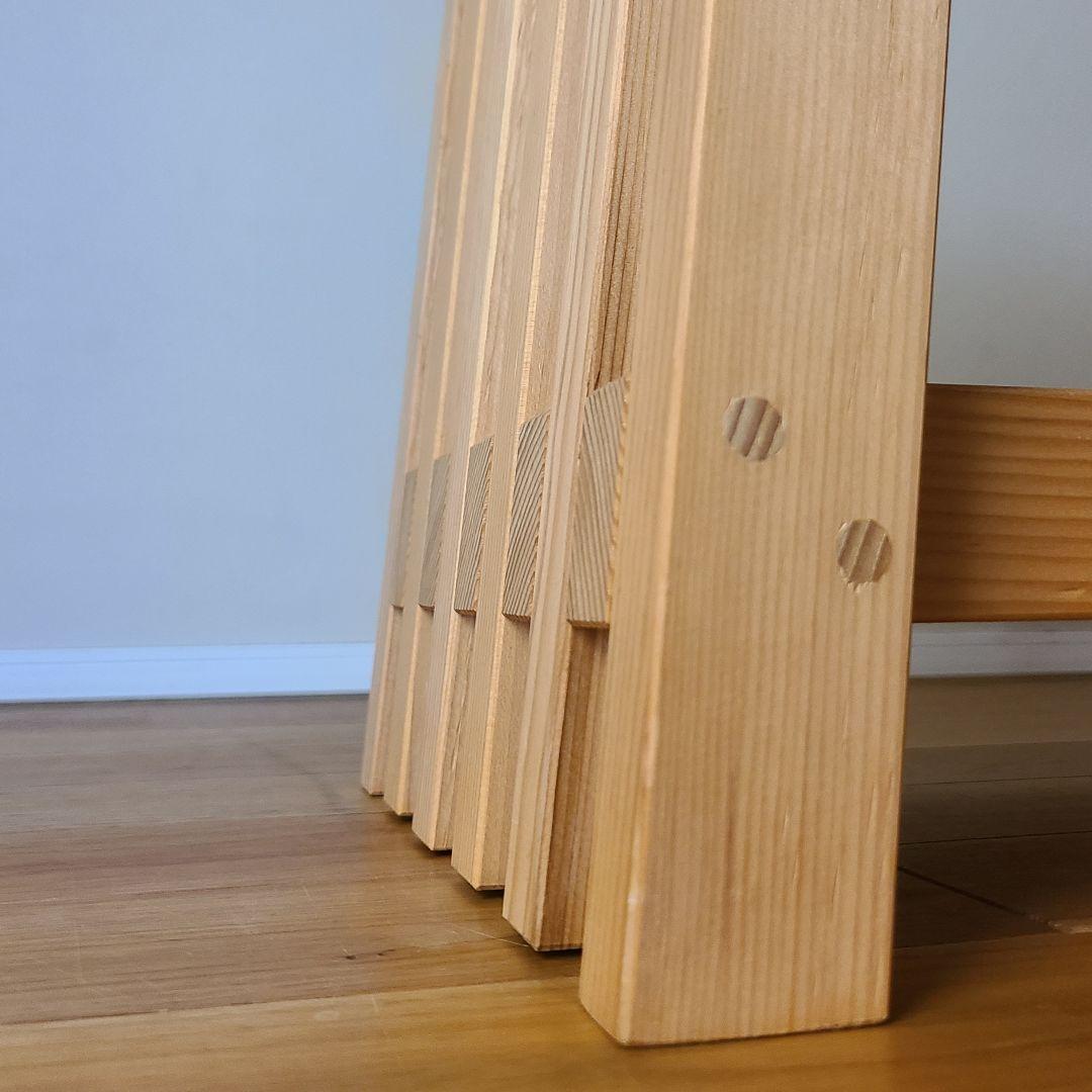 木製スラットデザインテーブル　格子　日本製　職人　サイドテーブル　花台　スツール