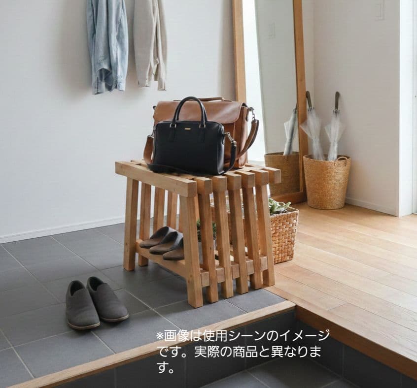 木製スラットデザインテーブル　格子　日本製　職人　サイドテーブル　花台　スツール