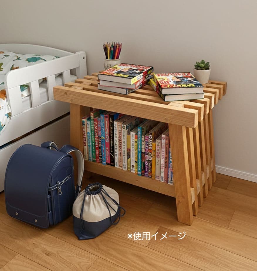 木製スラットデザインテーブル　格子　日本製　職人　サイドテーブル　花台　スツール