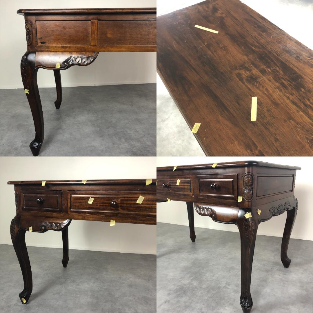 エレガント　猫脚(カブリオールレッグ) 　アンティークデスク