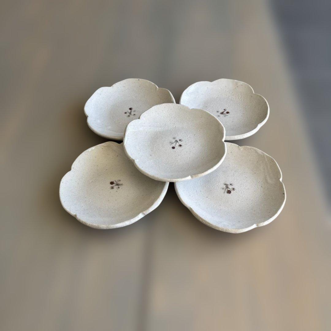 志野梅型銘々皿揃え　5枚セット