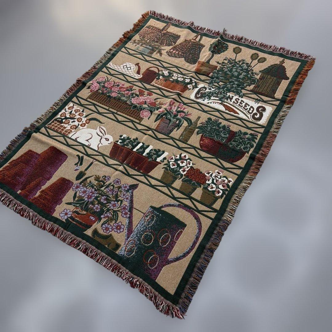 花　花壇　マルチカバー　ソファカバー　ヴィンテージラグ　172x126