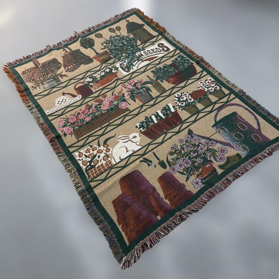 花　花壇　マルチカバー　ソファカバー　ヴィンテージラグ　172x126