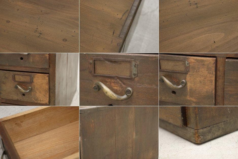 レトロ 9杯 小引き出し 収納 抽斗 書類 小物入れ ヴィンテージ